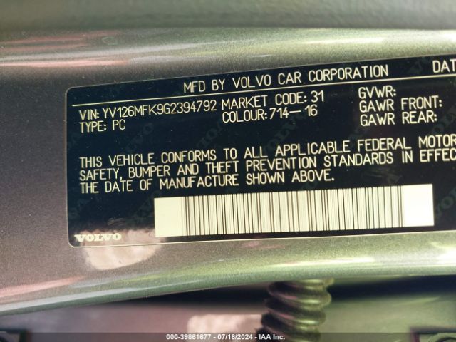 YV126MFK9G2394792 Volvo S60 T5 Drive-e Premier