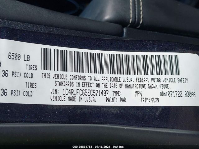 1C4RJFCG5EC571487 Jeep Grand Cherokee Overland