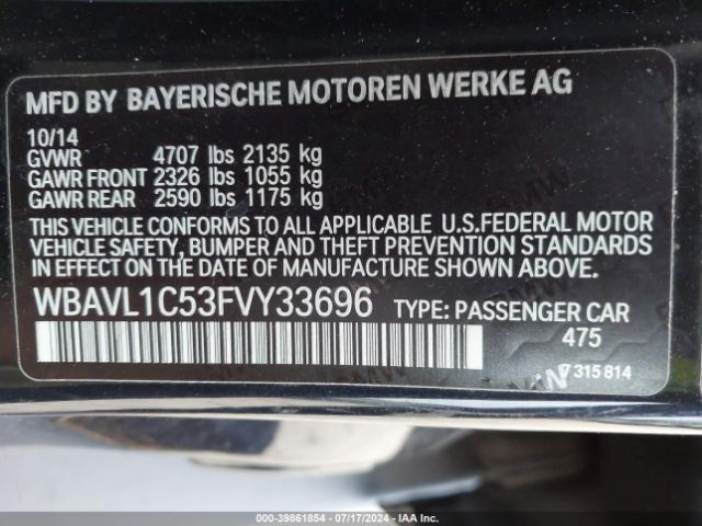 WBAVL1C53FVY33696 BMW X1 Xdrive28i