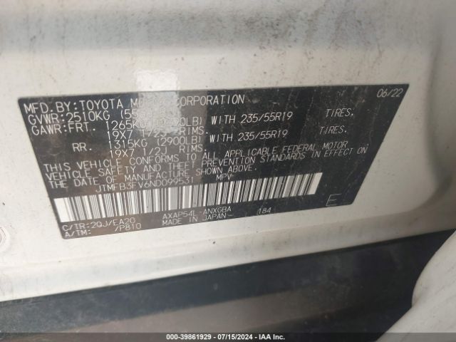 JTMFB3FV6ND099531 Toyota Rav4 Prime Xse
