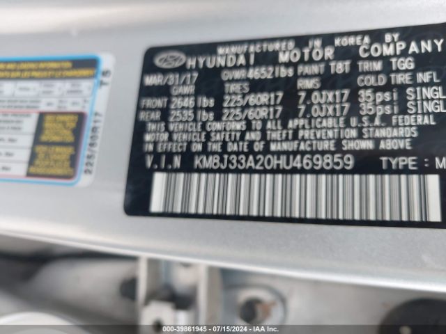 KM8J33A20HU469859 Hyundai Tucson Eco