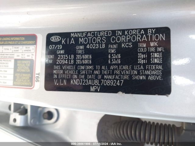 KNDJ23AU8L7089247 KIA SOUL LX