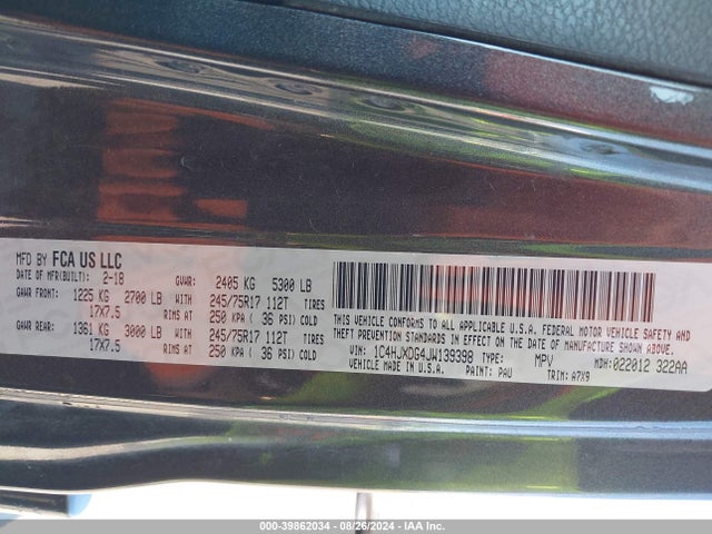 1C4HJXDG4JW139398 Jeep Wrangler Unlimited Sport 4x4