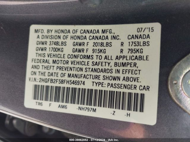2HGFB2F58FH546974 Honda Civic Lx