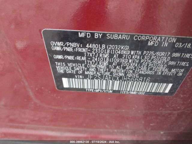 JF2SJAECXJH566816 Subaru Forester 2.5i Premium