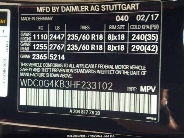 WDC0G4KB3HF233102 Mercedes-Benz Glc 300 4matic