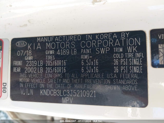 KNDCB3LC3J5210921 KIA NIRO LX