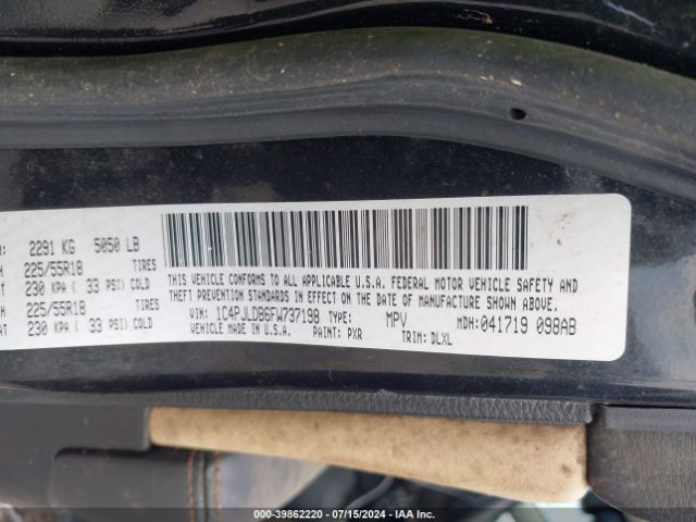1C4PJLDB6FW737198 Jeep Cherokee Limited