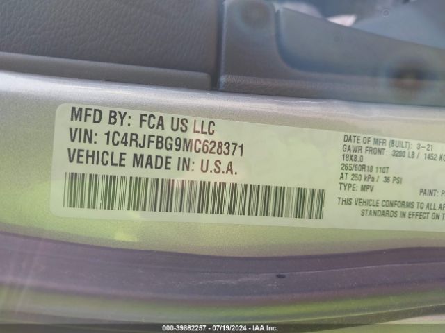 1C4RJFBG9MC628371 Jeep Grand Cherokee Limited 4x4