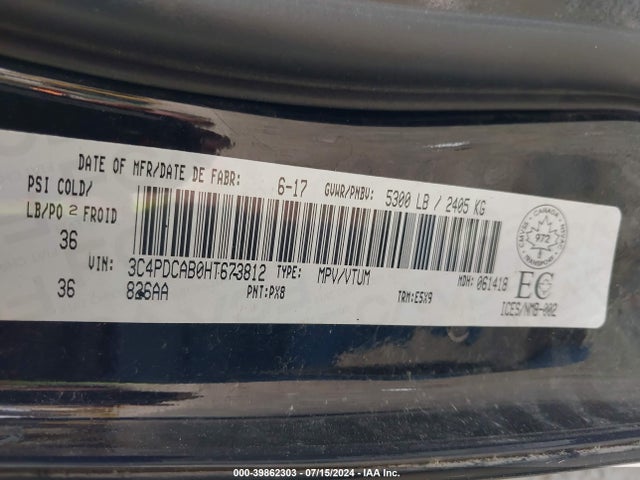 3C4PDCAB0HT673812 Dodge Journey Cvp/se