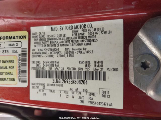 3LN6L2G95ER808204 Lincoln MKZ