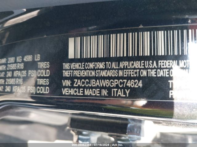 ZACCJBAW6GPC74624 Jeep Renegade Sport