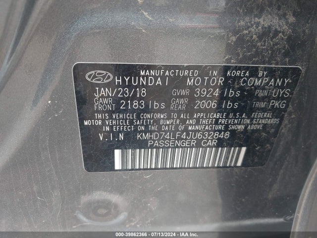 Hyundai ELANTRA SE 2018 KMHD74LF4JU632848 Image 9