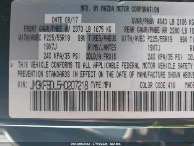 JM3KFBDL5H0207218 Mazda Cx-5 Grand Select