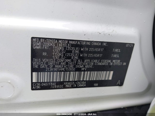 Toyota RAV4 LE 2021 2T3H1RFV4MC152650 Image 9