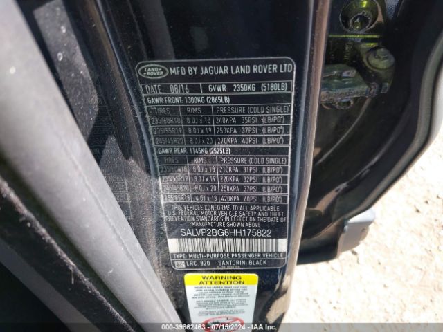 SALVP2BG8HH175822 Land Rover Range Rover Evoque Se/se Premium