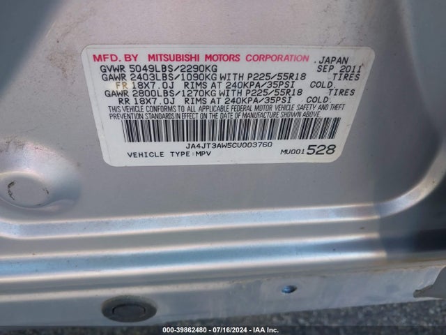 2012 MITSUBISHI OUTLANDER JA4JT3AW5CU003760 Photo 8
