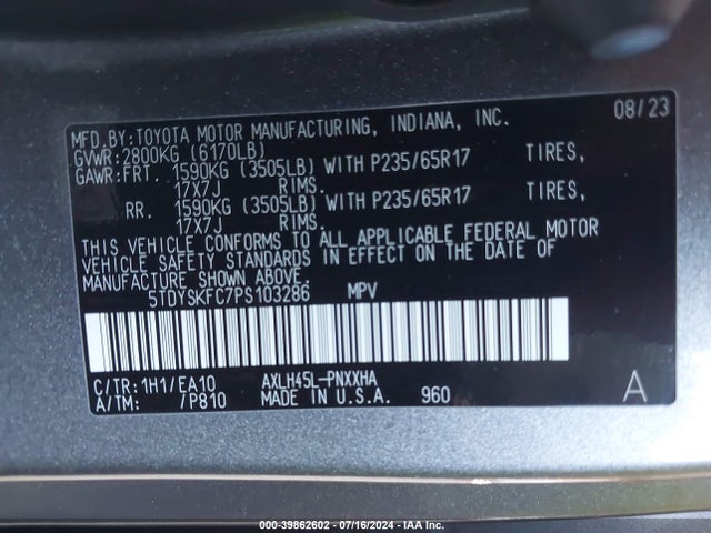 Toyota SIENNA XLE 2023 5TDYSKFC7PS103286 Image 9
