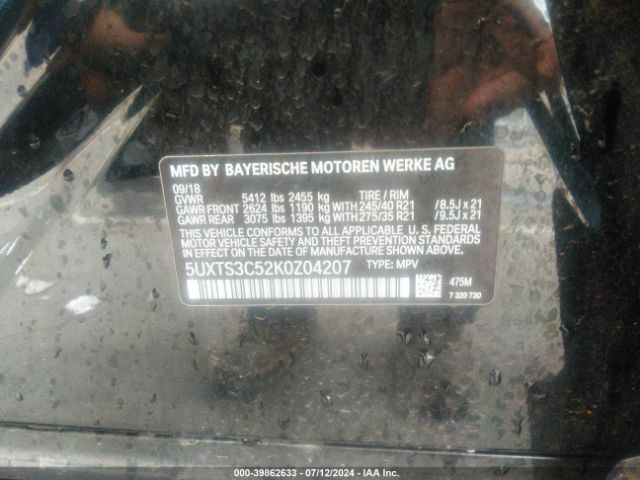 5UXTS3C52K0Z04207 BMW X3 M40i