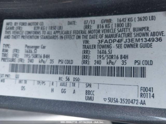 3FADP4FJ3EM134936 Ford Fiesta Titanium