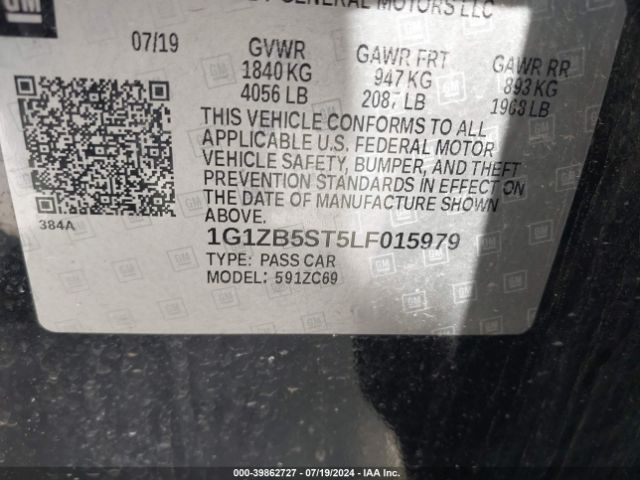 1G1ZB5ST5LF015979 Chevrolet Malibu Fwd Ls