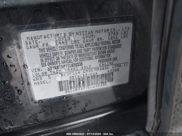Nissan SENTRA SV 2014 3N1AB7AP7EL630338 Image 9