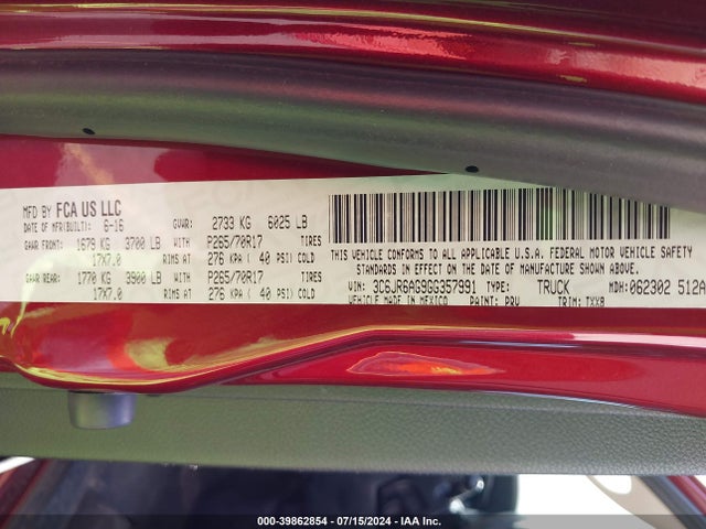 3C6JR6AG9GG357991 RAM 1500 Tradesman