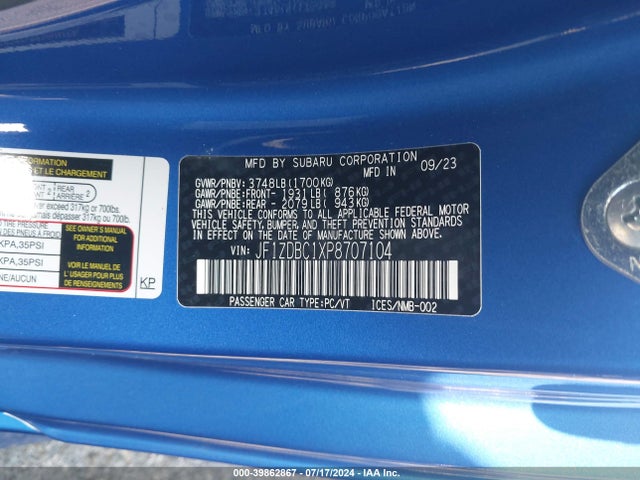 Subaru Brz Premium 2023 JF1ZDBC1XP8707104 Image 9