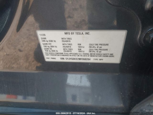 5YJYGDEE2MF068284 Tesla Model Y Long Range Dual Motor All-wheel Drive