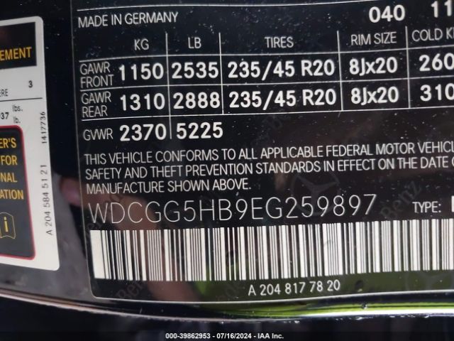 WDCGG5HB9EG259897 Mercedes-Benz GLK 350