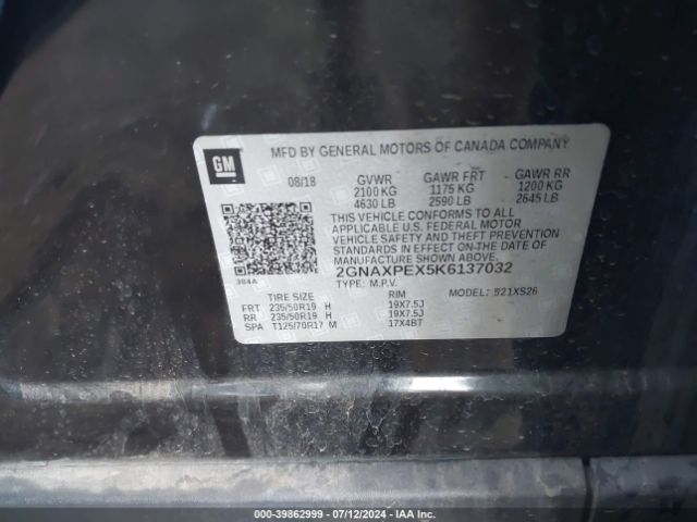 2GNAXPEX5K6137032 Chevrolet Equinox Premier