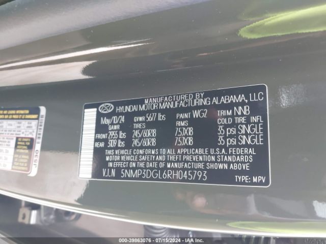 5NMP3DGL6RH045793 Hyundai Santa Fe Xrt