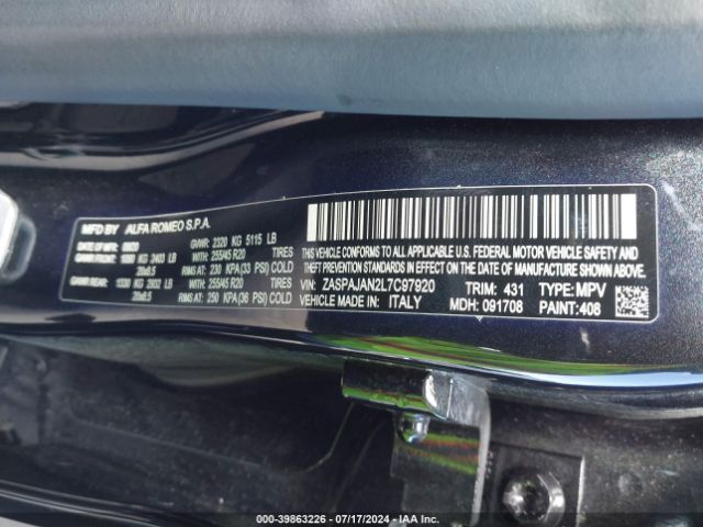 ZASPAJAN2L7C97920 Alfa Romeo Stelvio Rwd