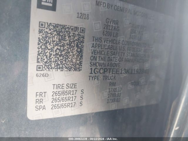 1GCPTEE13K1192841 Chevrolet Colorado Zr2