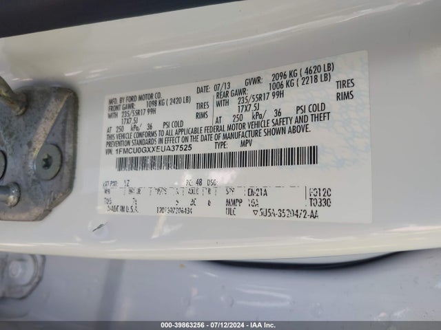 Ford ESCAPE SE 2014 1FMCU0GXXEUA37525 Image 9