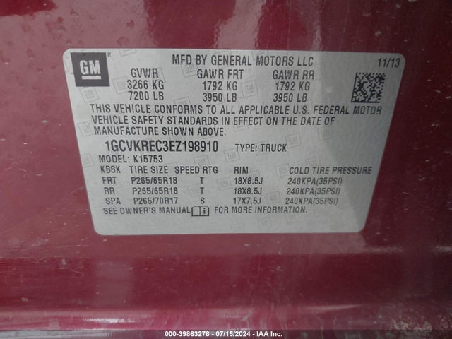 Chevrolet Silverado 1500 1lt 2014 1GCVKREC3EZ198910 Image 9