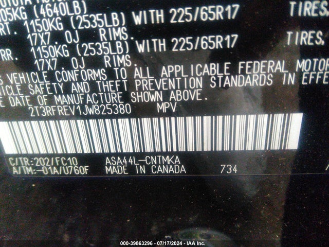 Toyota Rav4 Xle 2018 2T3RFREV1JW825380 Image 9