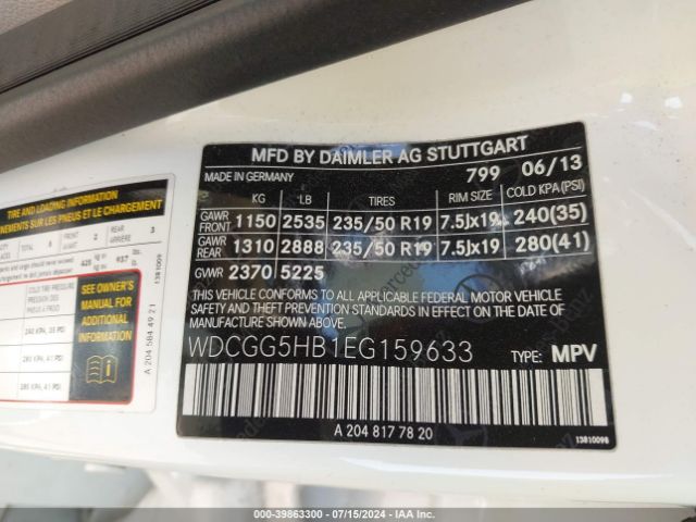 WDCGG5HB1EG159633 Mercedes-Benz GLK 350