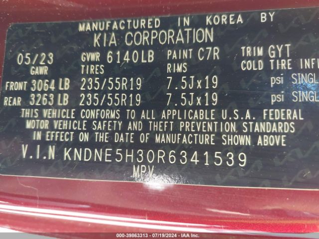 KNDNE5H30R6341539 KIA Carnival Mpv Sx Prestige