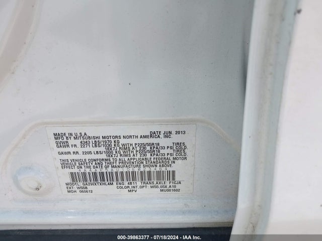 2013 MITSUBISHI OUTLANDER SPORT 4A4AP5AU1DE023464 Photo 8