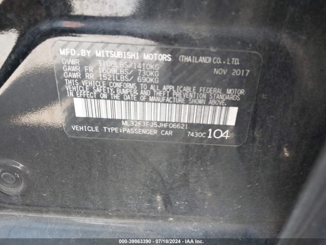 ML32F3FJ5JHF06621 Mitsubishi MIRAGE G4