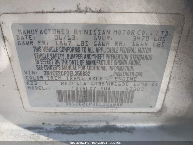 Nissan Versa Note Sv 2014 3N1CE2CP3EL356832 Image 9