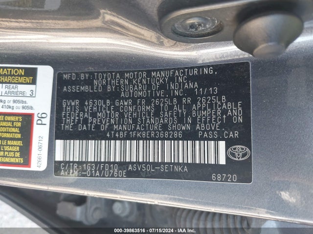 Toyota CAMRY LE 2014 4T4BF1FK8ER368286 Image 9