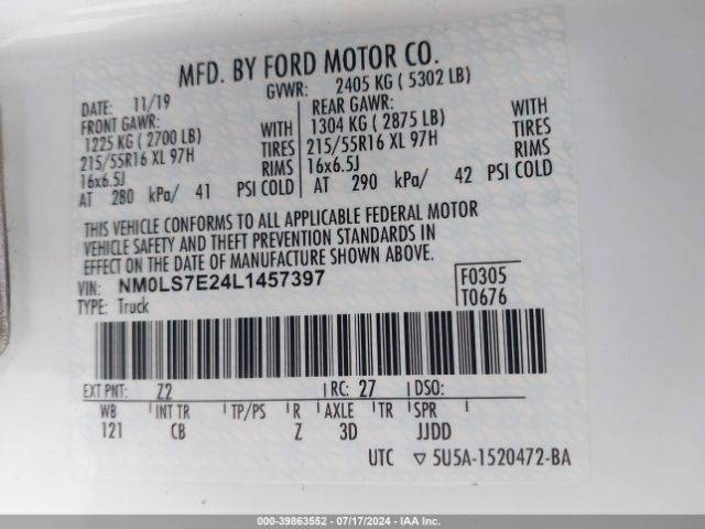 NM0LS7E24L1457397 Ford Transit Connect Xl