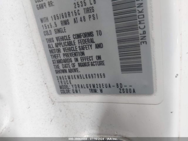 3N6CM0KN5LK697959 Nissan Nv200 Compact Cargo Sv Xtronic Cvt
