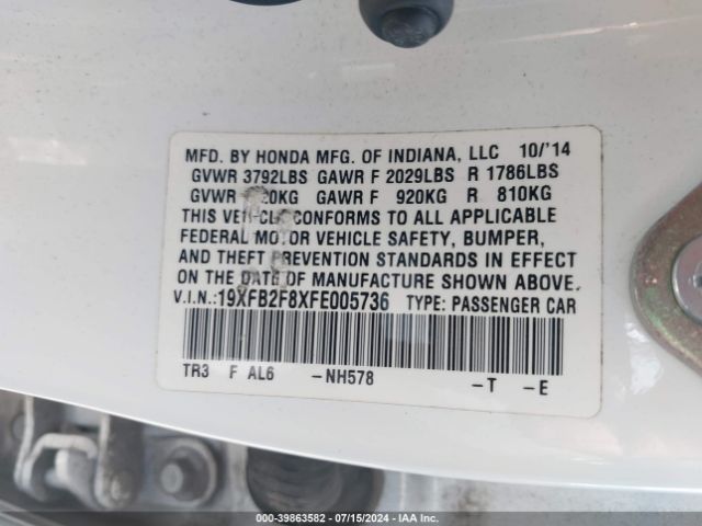 19XFB2F8XFE005736 Honda CIVIC EX