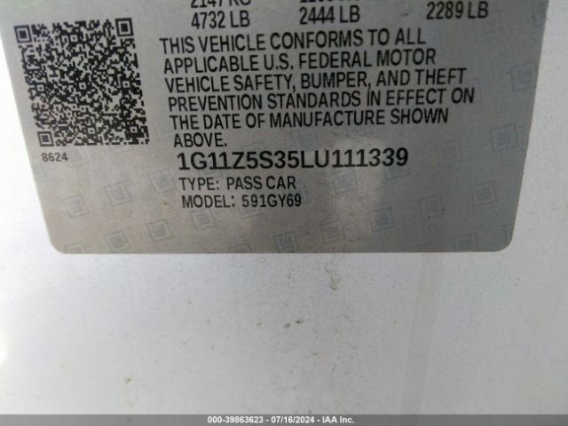 1G11Z5S35LU111339 Chevrolet Impala Fwd Lt