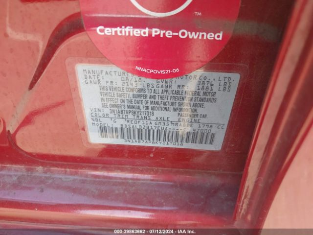 3N1AB7AP8KY217018 Nissan SENTRA SV