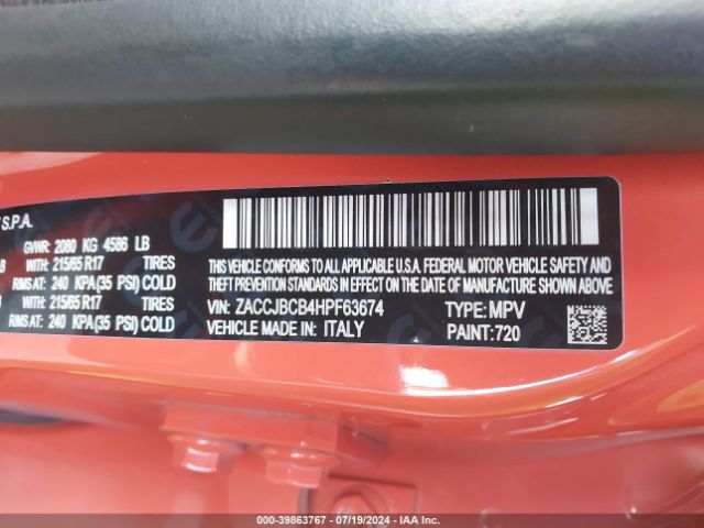 ZACCJBCB4HPF63674 Jeep Renegade Trailhawk 4x4