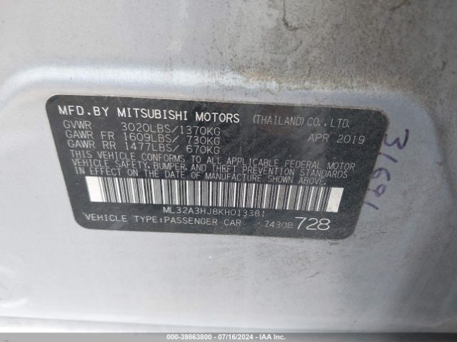 ML32A3HJ8KH013381 Mitsubishi Mirage Rf